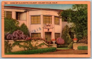 Holmby Hills California 1948 Postcard Home Of Actress Claudette Colbert