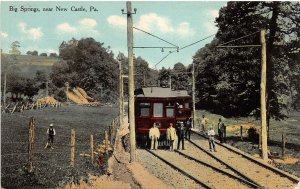 J44/ New Castle Pennsylvania Postcard c1910 Railroad Big Springs Trolley 166