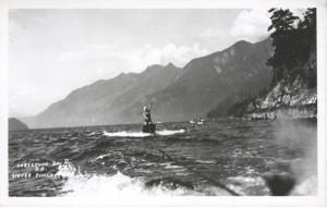 Horseshoe Bay BC Woman Female Boat Waterskiing skiing Water Ski Postcard RPPC 