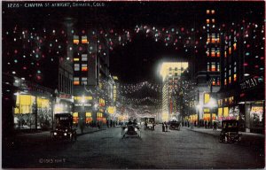 Denver CO Champa Street at Night Lights Colorado Unused c1913 HHT Postcard H30