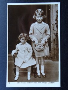 Royalty H.R.H. PRINCESS MARGARET ROSE & ELIZABETH with Purse c1930s RP Postcard