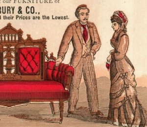 1870's P.R Hansbury & Co. Furniture Lady & Man Shopping P168