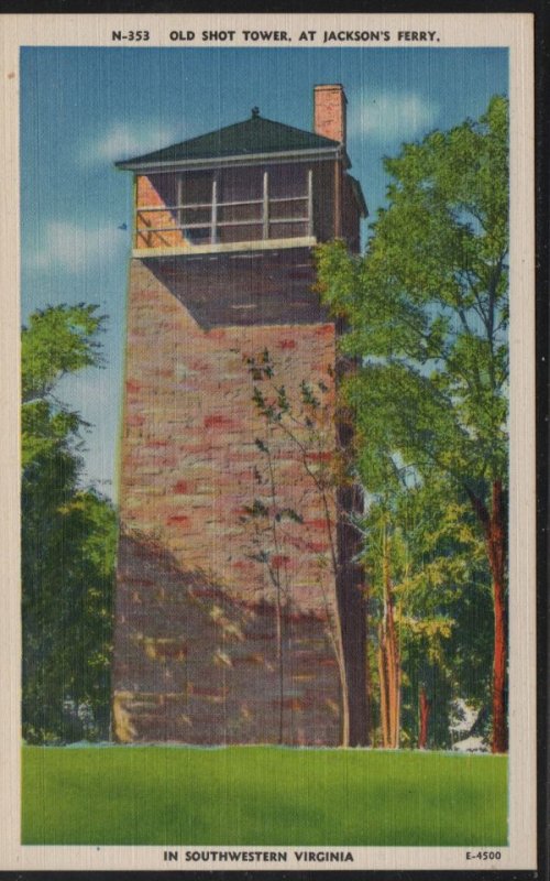 Color PC Old Shot Tower at Jackson's Ferry, Southwestern VA, Unused