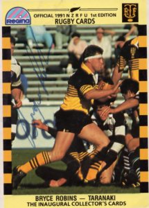 Bryce Robins Taranaki Team Rugby 1991 Hand Signed Card Photo