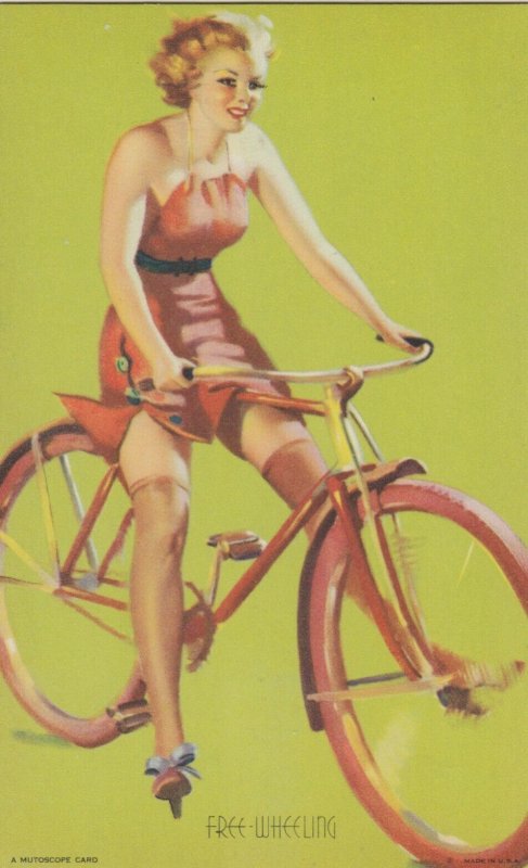 AS: Pinup girl on bicycle Free Wheeling , 1940s