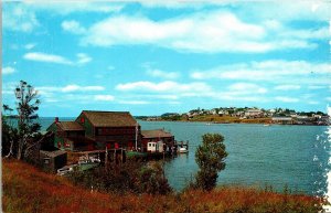 Coastal Village Lubec Maine ME Postcard VTG UNP Vintage Unused Lake House Boats 