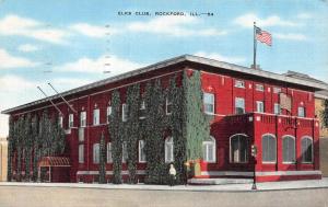 ROCKFORD, IL Illinois     ELKS CLUB~Ivy Covered      1947 Linen Postcard