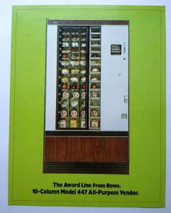 Rowe Food Vending Machine Flyer Model 477 Vintage 1975 Promo Art 8.5 x 11