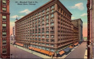 Marshall Field Retail Store Chicago IL Illinois Linen Postcard UNP VTG Curteich 