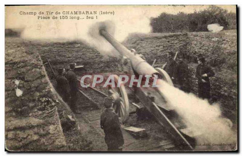 Postcard Old Army Field Chambaran Piece 155 fizzled shooting