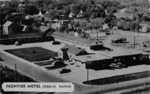 Oberlin Kansas Frontier Motel Aerial View, B/W Photo Vintage Postcard U3604