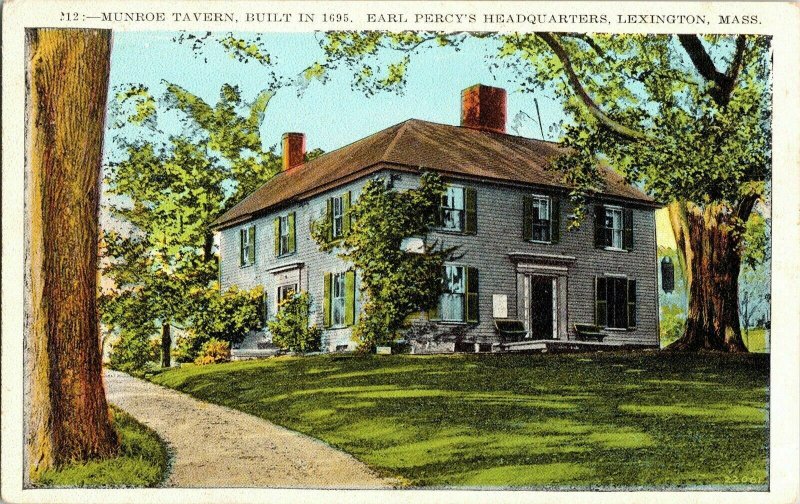 Munroe Tavern Built Earl Percy’s Headquarters Lexington Mass Antique Postcard