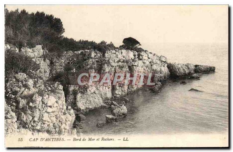 Old Postcard Cap D & # 39Antibes Seaside and Rocks