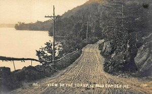 Camden ME View on The Turnpike Dirt Road Real Photo Postcard
