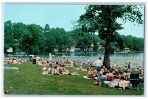 c1950's Bathing Beach at State Park, Lake Hopatcong New Jersey NJ Postcard