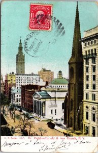 VINTAGE POSTCARD DOCTOR PARKHURST'S OLD & NEW MADISON SQUARE CHURCH N.Y.C. 1907