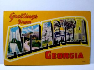 Greetings From Atlanta Georgia Large Letter Linen Postcard Unused Colourpicture