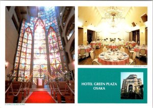 Osaka, Japan  HOTEL GREEN PLAZA Chapel~Stained Glass & Restaurant  4X6  Postcard