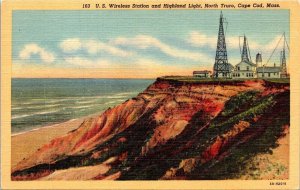 US Wireless Station Highland Light N Truro Cape Cod Massachusetts MA Postcard PM 