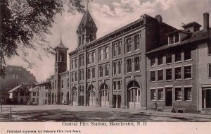 CENTRAL FIRE STATION MANCHESTER NEW HAMPSHIRE POSTCARD (c. 1905)