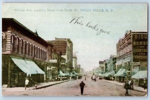 c1910 Sioux Falls South Dakota Postcard Phillips Avenue Looking North Tenth St.