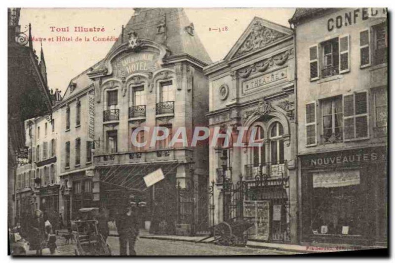 Old Postcard Toul Illustrious Theater and Hotel De La Comedie