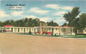 Colorpicture Hollywood California Russell Kansas roadside 1940s Postcard 9977