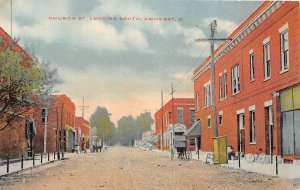 F83/ Amherst Ohio Postcard Lorain County Church Street c1910 Stores