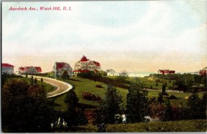 Aquednick Avenue, Watch Hill RI Vintage Postcard T14