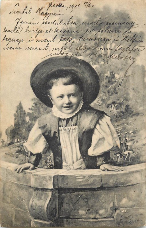 Hungarian children type 1901 postcard Hungary to Nagybecskerek Serbia stamps