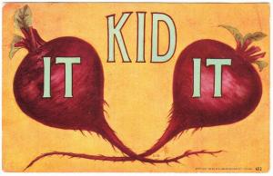 Beet It Kid Beat It Pun Comic Postcard 1900s #1