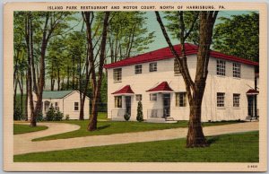 Island Park Restaurant Motor Court Harrisburg PA Pennsylvania Linen Postcard H65