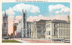 Syracuse, NY New York  JEFFERSON STREET SCENE~West  ca1920's Vintage Postcard