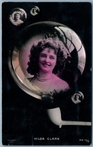 COCA COLA FACE HILDA CLARK PHOTOMONTAGE SOAP BUBBLE PIPE ANTIQUE REAL PHOTO RPPC