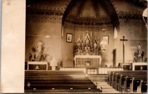 Real Photo Postcard Interior of a Church in/near Madison Lake, Minnesota