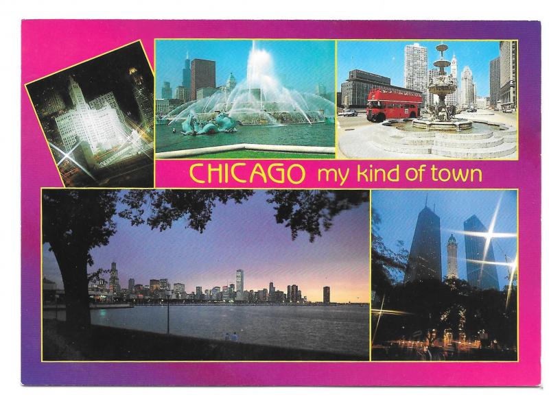 Chicago IL My Kind of Town Multiview Bruno Marino Photo Vtg 4X6 Postcard