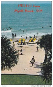 Surf bathing in front of the Pavalion,  Myrtle Beach,  South Carolina,  40-60s