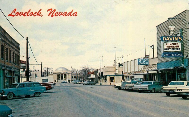 Lovelock Nevada Automobiles Oasis Street Scene Sierra News Postcard 21-10589