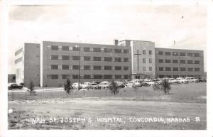 Concordia Kansas birds eye view St Joseph's Hospital real photo pc Z40786