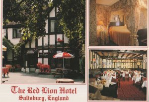 Four Poster Bed in Red Lion Hotel Salisbury Restaurant Postcard