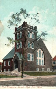 Vintage Postcard 1908 First Presbyterian Church Hyde Park Massachusetts TNENC