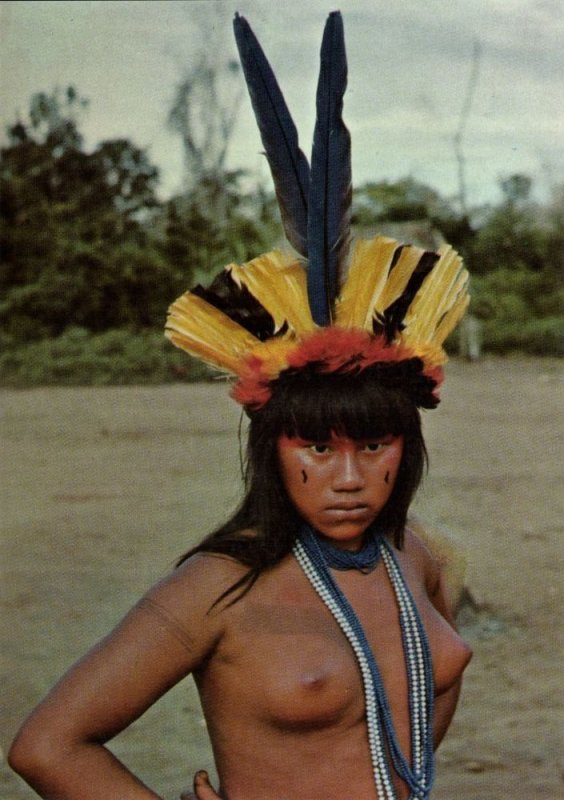 brazil, Xingu Native Indians, Suiá Girl Yamaricuma Tattoo (1980s) Postcard