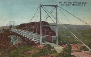 Mile High Swinging Bridge Grandfather Mountain North Carolina Vintage Postcard
