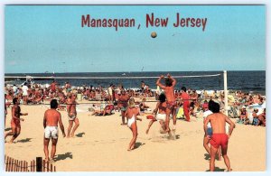 1986 MANASQUAN NEW JERSEY NJ BEACH VOLLEYBALL VINTAGE POSTCARD