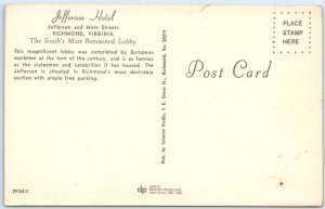 c1960s Richmond, VA Jefferson Hotel Interior Lobby European Work Chrome PC A332