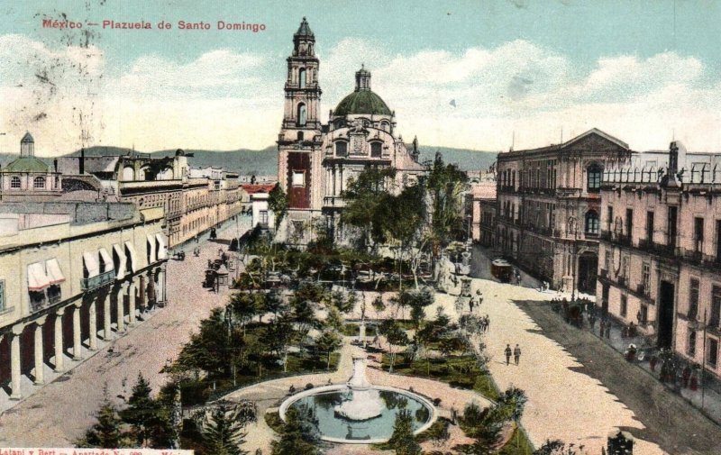 Vintage Postcard Mexico Santo Domingo Plaza 1900s