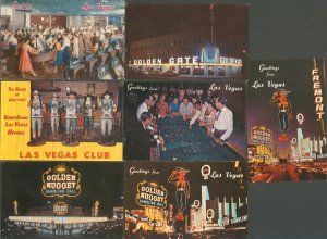 LAS VEGAS NEVADA~LOT OF 7 POSTCARDS-CASINOS-GAMBLING-SLOTS-GOLDEN NUGGET-NEON