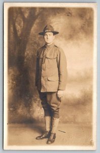 RPPC WW1  US Army Soldier  Patriotic    Postcard