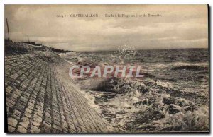 Old Postcard Chatelaillon study was the Beach one day Tempete