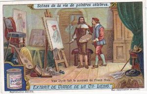 Liebig Trade Card s1148 Scenes Famous Painters No 5 Van Dyck fait le portrait...